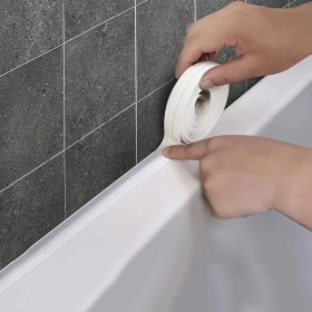 Resim Eşya Dünyası Sızdırmaz Su Geçirmez Kenar Bandı - Banyo, Küvet, Lavabo, Tezgah ve Duşakabin Için 38MM x 3.2m (Beyaz Renk) 