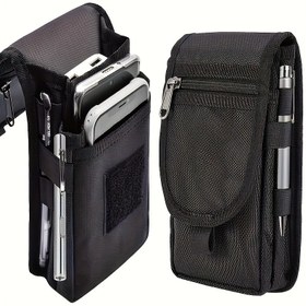 Resim Outdoor Bel Çantası - Erkek ve Kadın Büyük Kapasiteli Cüzdan, Mobil Telefon Tutucu, Çok Fonksiyonlu Araç Tutucu, Kart Tutucu, Kemer Döngüsü Cebi, 3 Bölmeli Çevirme Kapaklı Cep Telefonu Kılıfı, Günlük Kalem Ekleme Giriş Cebi, Belde Asılabilir Noel Hediyesi, En İyi Noel İçin 