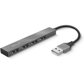 Resim Trust 23786 Halyx Mini Usb 2 Hub Alüminyum 4 Bağlantı Noktalı Pc, Laptop, Mac Için Gümüş 