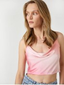 Resim Koton Saten Crop Abiye Bluz Askılı Degaje Yaka Renk Geçişli 