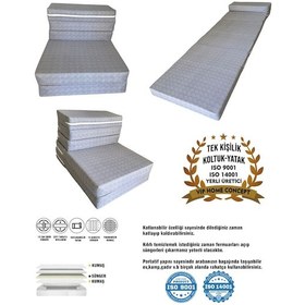 Resim Tek Kişilik Katlanır Koltuk Katlanır Yatak Kanepe Yer Yatağı Tek Kişilik Gri-65x160x10 Cm 