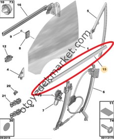 Resim Peugeot 508 (2019-2023) Sol Ön Kapı Camı Dış Sıyırıcı Fitili (Orijinal) 