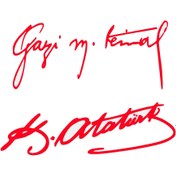 Resim Dijitonline Gazi M.kemal İmza Sticker, İkili İmza, 15x6 cm 