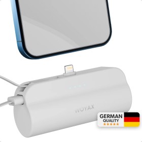 Resim Woyax İphone Lightning Soketli Mini Powerbank 5000mah Type-c Dahili Kablolu Taşınabilir Şarj Cihazı Beyaz 