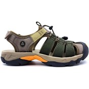 Resim Burnu Kapalı Bej Haki Yeşil Erkek Outdoor Trekking Spor Sandalet Bordo 