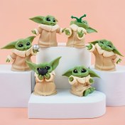 Resim Star Wars 6 parça Yoda bebek seti, PVC araba dekorasyonu masaüstü bilgisayar heykeli süsleri, ofis partisi kostüm iç dekorasyon için kullanılabilir 