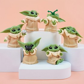 Resim Star Wars 6 parça Yoda bebek seti, PVC araba dekorasyonu masaüstü bilgisayar heykeli süsleri, ofis partisi kostüm iç dekorasyon için kullanılabilir 
