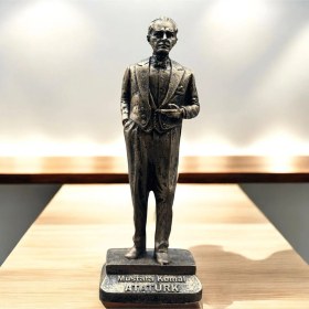 Resim Dekoratif Polyester Atatürk Heykeli 20 Cm Gold Eskitme 