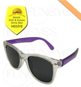 Resim funeyes Mor Çocuk Güneş Gözlüğü 4-8 Yaş Polarize %100 Uv Korumalı Çocuk Güneş Gözlüğü 