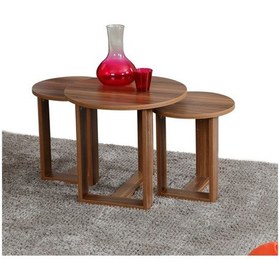 Resim Pasific Home Mira 3'lü Zigon Sehpa ,Yuvarlak Yan Sehpa, Ceviz 