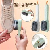 Resim 1 adet Çok Fonksiyonlu Sıvı Dağıtıcı Ayakkabı Fırçası, Yumuşak Kıllar, Plastik Sap, Elektrik Gerektirmez, Banyo, Mutfak, Çamaşır Odası Temizliği için İdeal 