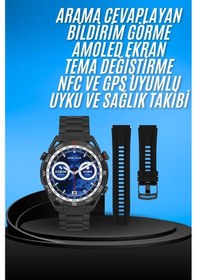 Resim Akıllı Saat Çelik Kordonlu Amoled Ekran Android Ve İos Uyumlu Çağrı Cevaplayabilen 