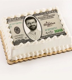 Resim Kişiye Özel 100 Dolar Tasarımlı Yaş Pasta Üzeri Baskılı Yenilebil 