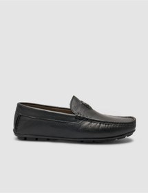 Resim Cabani %100 Hakiki Deri Siyah Logo Detaylı Erkek Loafer Ayakkabı 