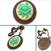 Resim Omeniv Vintage Retro Floral Pandantif Kolye 