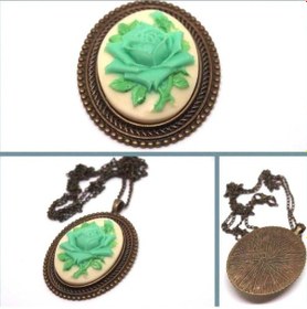 Resim Omeniv Vintage Retro Floral Pandantif Kolye 