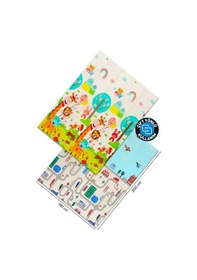Resim Neşeli Zürafa + Taşıtlar - Katlanabilir Çocuk Oyun Halısı Ekstra Large-180x200x1 CM- Taşıma Çantalı 