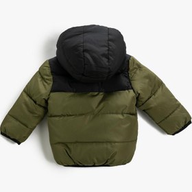 Resim Erkek Bebek Şişme Mont Kapüşonlu İçi Peluş Astarlı Fermuarlı 