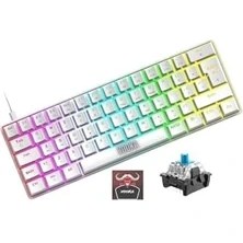 Resim Storemax Vooka Trol Blue Switch Mini Rgb Oyun Klavyesi Gaming Mekanik 62 Tuşlu 18 Rgb LED USB Tip-C Kablosu Beyaz 