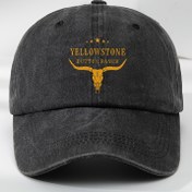 Resim YELLOWSTONE Vintage Beyzbol Şapkası, Yumuşak Polyester Ayarlanabilir Solunabilir Güneş Şapkası, El Yıkama, Esnek Olmayan Kumaş, Alfabe Deseni, 260gsm - Klasik Yıpranmış Görünüm 