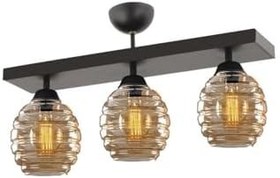 Resim Lambadar Modern Bal Camlı Model Üçlü Dikdörtgen Plafonyer Avize Salon Mutfak Yatak Odası Hol Siyah3Dik Tek Ebat 30 X 30 3551-3Blkdik-2046B62 
