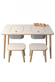 Resim PEKA Çocuk Oyun Ve Aktivite Masası - 2 Tabure - Gri Sepetli 