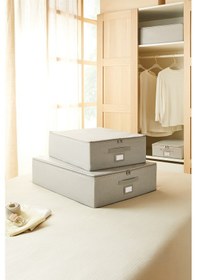 Resim Ocean Home Textile 2'li Gri Balıksırtı Destekli Hurç Set 45 x 55 x 18 + 55 x 70 x 18 cm 