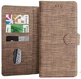 Resim Coverzone General Mobile Gm 21 Plus İle Uyumlu Standlı Kartvizitli ve Para Gözlü Kumaş Desen Cüzdan Kılıf Siyah 