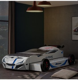 Resim Setaymobilya Yavrulu Arabalı Yatak,Beyaz Merso Yavrulu Rüzgarlıklı Araba Yatak 