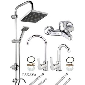 Resim Lüx 4 Lü Set Robot Tepe Yağmurlama Duş Seti Banyo Lavabo Mutfak Eviye Bataryası Diğer 