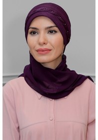 Resim Hürrem Bone Mürdüm Pratik Hazır Geçmeli Tesettür Bone Fukuro Piliseli Örgülü (545491150) Mürdüm 