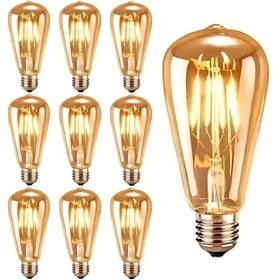 Resim 10 Adet 4 Watt Amber Işık Kaliteli Rustik Ampul, 300 Lümen 4 Watt 25000K Amber Işık LED Rustik Ampul 