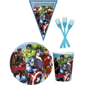 Resim Avangers 8 Kişilik Erkek Doğum Günü 4 Parçalı Mini Set Erkek Çocuk 