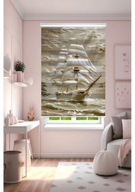 Resim Perdecizade Enxboy Gemi Dijital Baskılı Zebra Perde-cocuk Odası-stor Perde Beyaz 