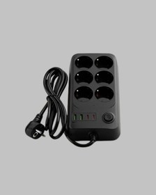 Resim 6 Prizli Çoklu Uzatma Kablosu Usb Type-c Hızlı Şarj Termal Koruma 