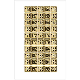 Resim Metal Kapı,masa,dolap Numarası 7cmx7cm 50 Adet (151…200) Altın Renk Metal 