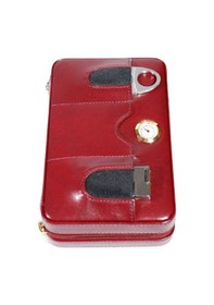Resim Cohiba Çakmak Kesicili Bordo Deri Puro Taşıma Çantası - Seyahat Humidoru - Tr8830 