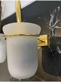 Resim İSAOĞLU YAPI Gold Tuvalet Fırçası Altın Tuvalet Fırçası Paslanmaz Pirinç Malzeme Altın Fırça 
