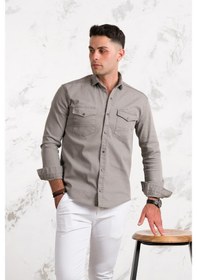 Resim Regular Fit Çift Cepli Renkli Erkek Pamuklu Kot Gömlek 