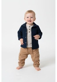 Resim Erkek Bebek Safari Tarzı Kargo Pantolonlu Takım Lacivert-kahverengi 
