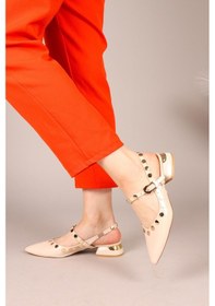 Resim Tootsy Gold Detaylı Rugan Babet Ten-7939 Ten 