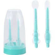 Resim Sones Gıda Sınıfı Silikon Bebek Süt Diş Fırçası + Dil Fırçası Çocuk Ağız Temizleme Fırçası, Renk: Mavi 