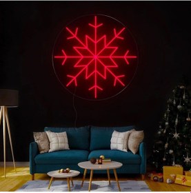 Resim Kar Tanesi Şekilli Neon Tabela Kırmızı 