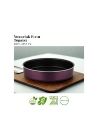 Resim 3lü Granit Yuvarlak Fırın Tepsisi Seti - Mürdüm Mürdüm 