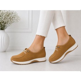 Resim Papucumun Dünyası Kadın Süet Lastik Bağcıklı Süet Ayakkabı Camel 