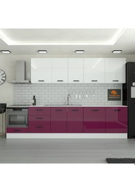 Resim 300 Cm Mutfak Dolabı Mdf Kapak Tezgah Dahil Yrkn320 102 Mürdüm 