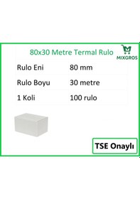Resim 80x30 Metre Termal Yazarkasa Ve Adisyon Rulosu 100 Adet 