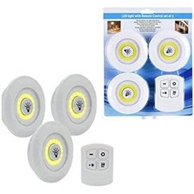 Resim Uzaktan Kumandalı 3 Lü Spot Led Lamba Kablosuz Pilli Işıldak 0.25 KG 