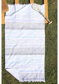 Resim Baveno Pamuk 90 x 175 Çizgili Püsküllü Plaj Havlusu 