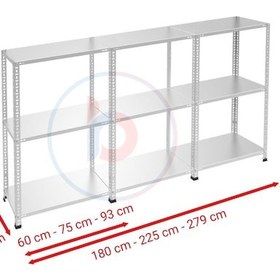 Resim Raf Burada 3 Katlı 3'lü Galvaniz Çelik Raf - Depo, Arşiv, Kiler, Dosya, Market Rafı-43x93 cm-50 cm-0.70 mm 
